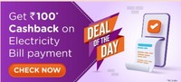 100rs cashback on Electricity bill payment of minimum 500rs.