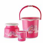 Cello Kidzbee Unicorn Splash Set Da Bagno Per Bambini, 3 Pezzi (Sgabello, Secchiello, ...), Robusto E Leggero, Rosa, Antiscivolo