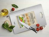 Kraft Stainless Steel Chopping Board- 36L X 25W cm, Food Grade Fruit Chopper, Meat Cutting Board, Vegetable Cutter Board, Heavy Duty, Rust Proof, Sleek Rounded Edges - Medium Size