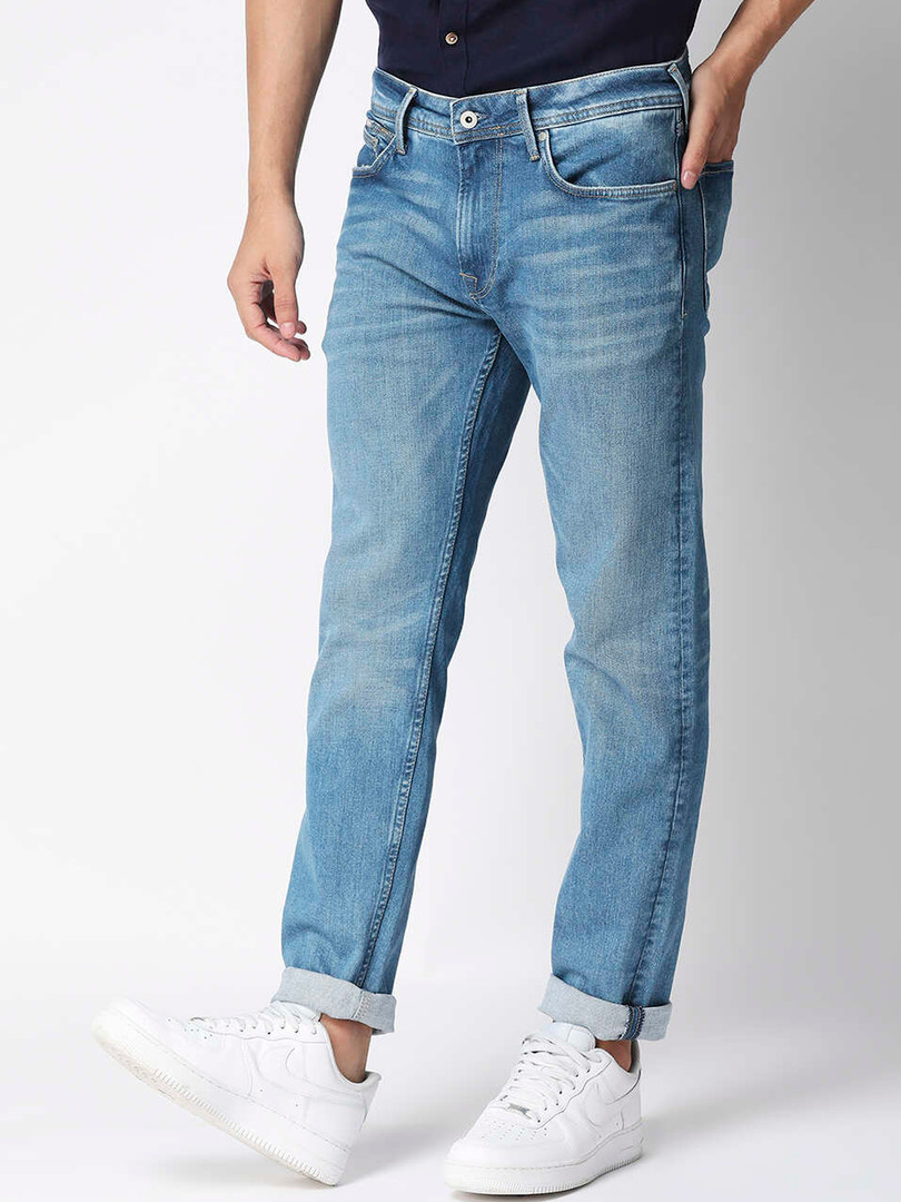 Tata Cliq Pepe Low Rise Jeans Collection Pepe Jeans Vapour Dark Blue Low  Rise Tapered Jeans