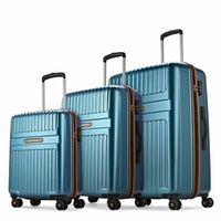 Aristocrat Atlas Set of 3 Trolley Bag 55, 66 & 77cm | Small+Medium+Large | Hard Luggage | Smooth 8-Wheel Suitcase | Combination Lock with Sturdy Zipper | Full Fabric Convipack | 3-Year Warranty (Teal)