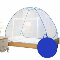 Evafly Mosquito Net for Single Bed | Foldable Machardani | Polyester Strong 30GSM mesh| PVC Coated Corrosion Resistant Steel Wire - Blue