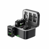 SJCAM M1 Wireless Lavalier Microphone | Pro Noise Cancellation-24H Duration-50m (165ft) Transmission | Microphone for PC, iPhone,Android, Record Interview, Vlogs with (2TX+1RX) Charging Case | Black