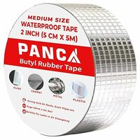 PANCA Leakage Repair Waterproof Tape | Aluminium Foil Butyl Rubber Adhesive | Ideal for Pipe, Roof, and Surface Crack Sealing (2 Inch Medium), Silver