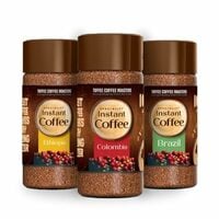 Toffee Coffee Roasters Instant Coffee 50 gm Each - Pack of 3, Assosrted Brazil & Colombia & Ethiopia Instant Coffee | As Seen On Shark Tank | 100% Arabica Coffee Powder | Ready in Seconds | Microground Technology