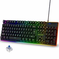Archer Tech Lab Mechanical Gaming Keyboard with Clicky Responsive Outemu Blue Switches, 25 Anti-Ghosting Keys, Backlit Keyboard Membrane, 4 RGB Breathing Effects, PC/Mac Compatible (Astra G100-Black)