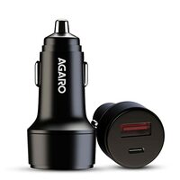 AGARO CC1930 Car Charger, Dual Port with Type C PD Port with 36W max Output and Quick Charge QC 3.0 Port with 36W max Output for Tablets - Black