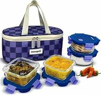 Home Puff Borosilicate Glass Lunch Box Set with Bag at ₹1,049 on Amazon