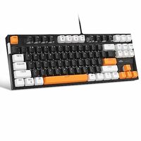 MageGee 75% Mechanical Gaming Keyboard with Brown Switch, LED White Backlit Keyboard, 87 Keys Compact TKL Wired Computer Keyboard for Windows Laptop PC Gamer - Black/White