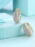 YELLOW CHIMES  Dangler Crystal Brass Hoop Earring