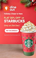 Flat 30% Off at Starbucks on paying via Swiggy Dineout (21st December)