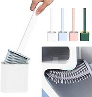 Figment Silicone Water Drop Toilet Brush and Holder Set, Wall Mounted Deep Cleaning Toilet Bowl Brush for Bathroom Toilet Brush and Holder Set