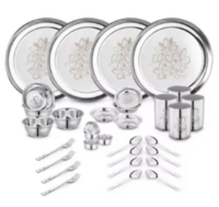 Instamart - Classic Essentials Stainless Steel Dinner Set (32 Pieces, Silver) 