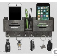 Multipurpose Wall Organizer with Key Hooks & Mobile Holder