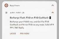 Bajaj Finserv Rs 10 Cashback on Prepaid Mobile Recharge of min 10