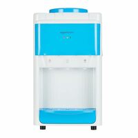 Amazon Basics Hot and Cold Table Top Water Dispenser - Top Loading, 20 Litre | White & Blue | Compact Design with Hot, Cold and Normal Temperature Settings