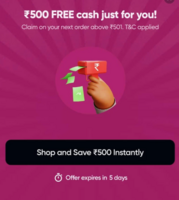 Swiggy Instamart - 500 Free cash on purchase of 501 (Account specific)