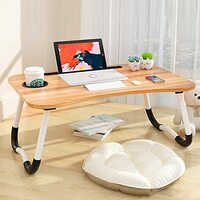 EACH Foldable Wooden Laptop Table For Bed, Study Table With Drawer, Tablet/Mobile Holder For Kids & Adults (Wood, 39.4 Cm, 59.7 Cm)