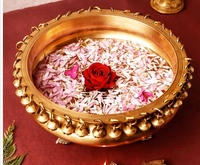 Handcrafted Brass Urli with Ghungroo (25 cm) – Traditional Home Décor