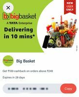 BOB App x Big Basket - Get ₹100 Cashback on ₹249 [First Order]