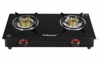 Fabiano Smart Black 2 Burner Manual Ignition With 6mm Toughened Glass Cooktop 