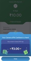 Canara ai1 Pe - Make Rs10 payment(P2P) to get up to Rs10 cashbackguaranteed 3rs