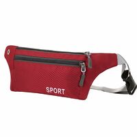 Wolpin Waist Bag for Men and Women Pack Travel Handy Hiking Running Zip Pouch Document Money Card Phone Earphone Belt Sport Bag Fitness Adjustable Strap (Red)