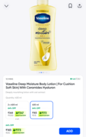 Vaseline Deep Moisture Body Lotion | For Cushion Soft Skin| With Ceramides Hyaluron 400ml on Instamart: Available Mumbai Check yours 