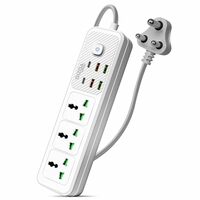 Gizga Essentials 2500W/10A Extension Board | Universal 3 Sockets with 2 Type C & 4 USB A for Office & Home Appliances| Spike Guard, Surge Protector Power with Strip 2M Cord, Child Safety Shutter
