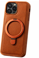 Magnetic Leather Case – iPhone 17 (Waterproof, Metal Kickstand)