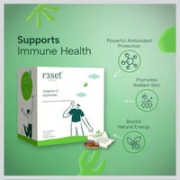 R3SET Vitamin C Gummies - 30 Days | Boosts Immunity & Enhances Skin Glow | Gluten-Free | Daily Antioxidant Support for Radiant Skin & Overall Wellness I Zero Calorie | Orange Flavoured