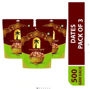 Natural Dates Pack of 3 Dry Dates (3 x 500 g)