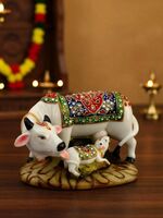 MegaValue Decorative Cow and Calf Big Statue, Kamdhenu Designer Gau MATA Animal Puja Idol 10 cm Bird & Animal Showpiece on Flipkart
