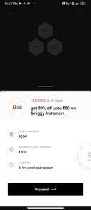 CRED Boosts X Swiggy instamart 50% off upto 50