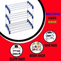Plexus enterprises Plastic Shoe Rack (White, Blue, 3 Shelves, DIY(Do-It-Yourself))