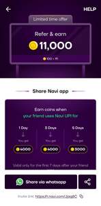 Every Referral get Rs.110 - Navi upi app