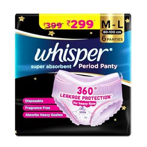 Whisper Super Absorbent Period Panty, 6 M-L Pants