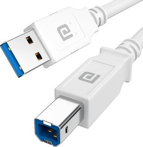 Portronics PrintLink 5 Printer Cable with USB Type-A to USB Type-B Male Connectors, 5 Meters / 16.5 Ft Long, High-Speed Transfer Cord for Printers & Scanners (White) 