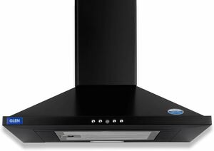 Glen 60 cm 1000 m³/hr Baffle Filter Kitchen Chimney |Pyramid Shaped |(Hood Aqua, Push Buttons Control,Black) 
