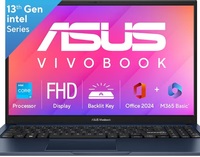 ASUS Vivobook 15, Intel Core i3 13th Gen 1315U, 12GB RAM, 512GB SSD, FHD 15.6", Windows 11, Office Home 2024, Quiet Blue, 1.7Kg, X1504VA-BQ332WS, Intel UHD iGPU, M365 Basic (1Year)*, 42Whrs Laptop