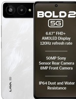 Visit the Lava Store
Lava Bold 2 5G (Feather White, 6 GB RAM, 128 GB Storage) | 6.67" FHD+ AMOLED Display | MTK D7060 Processor | 50 MP Front Camera | LPDDR5 UFS 3.1 ROM | 5000 mAh | 33W Fast Charging
