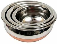 Padchaaya 3 pcs Stainless Steel Copper Bottom Prabhu Chetty Serving Pot Biryani Handi Induction Bottom Cookware Set (Stainless Steel, 3 - Piece)