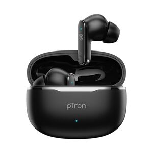 pTron Bassbuds Eon in-Ear TWS Earbuds w/ 13mm Drivers, 45Hrs Playtime, Dual HD Mic & TruTalk AI-ENC Calls, Custom EQ,Mobile App, Bluetooth v6.0 Headphones,Voice Assist., Type C Charging & IPX5 (Black)