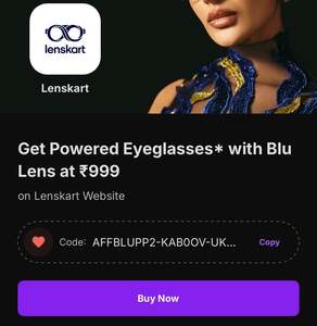 Lenskart One Powered Blue Lens Frame + ₹2500 Gift Voucher @1198