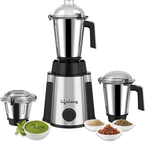 Lifelong 1200 Watts Mixer Grinder Power Plus With 3 Jars (Liquidizing, Wet Grinding And Chutney Jar), Stainless Steel Blades, 1 Year Manufacturer'S Warranty (Black, Llmg210) 