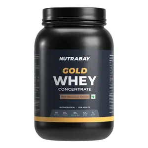 Nutrabay Gold Whey Protein Concentrate - 1 Kg (2.2 Lb), Rich Chocolate Creme