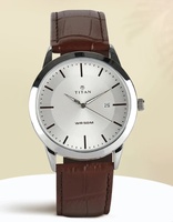 Titan ClaStainless Steelic with Date Silver Dial Brown LeatherStrap Analog Watch  - For Men NT1584SL03 on Flipkart