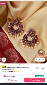Teejh gold toned contemporary chandbali earrings 