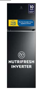 Electrolux 341L 2 Star Inverter Frost Free Double Door Refrigerator, ETB3700K-H, Glossy Black Steel 