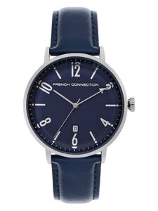 French Connection Analog Blue Dial Men's Leather Watch